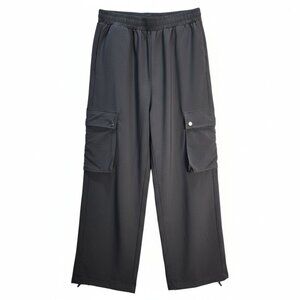 NWOT | Gray Wide Leg Cargo Pants Drawstring Elastic Waist Bottom Ties | Small